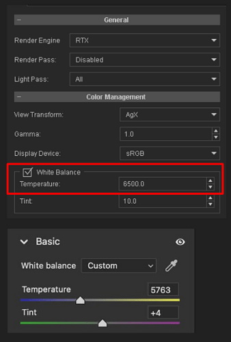White balance temperature