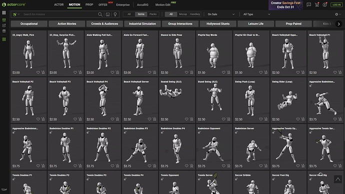 ActorCore motion items