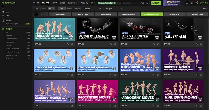 Cartoon motion packs