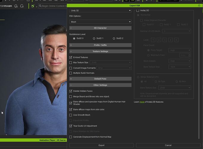 export FBX settings i used