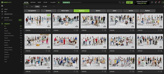 Seasonal People packs on ActorCore