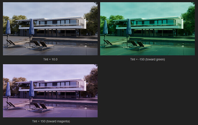 White balance Tint -150~150