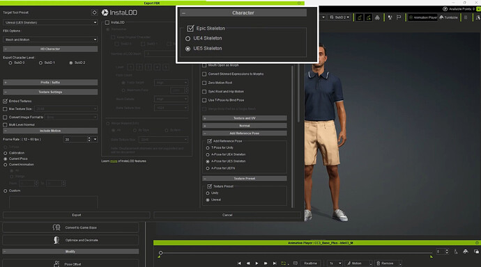 UE5 skeleton options